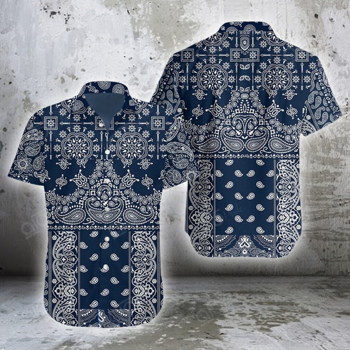 AIO Pride Dark Blue Bandana Patchwork Hawaiian Shirt