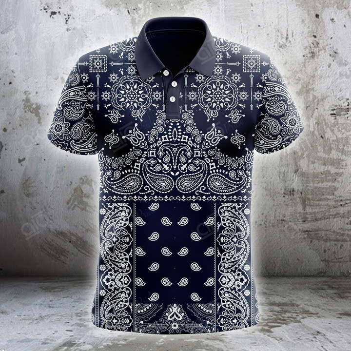 AIO Pride Dark Blue Bandana Patchwork Polo Shirt