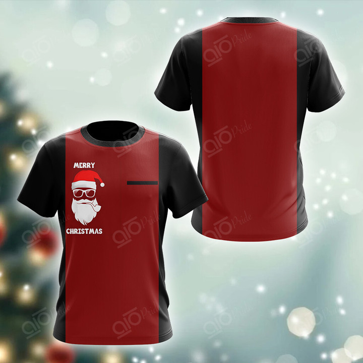 AIO Pride Santa Claus Merry Christmas Red And Black T-shirt