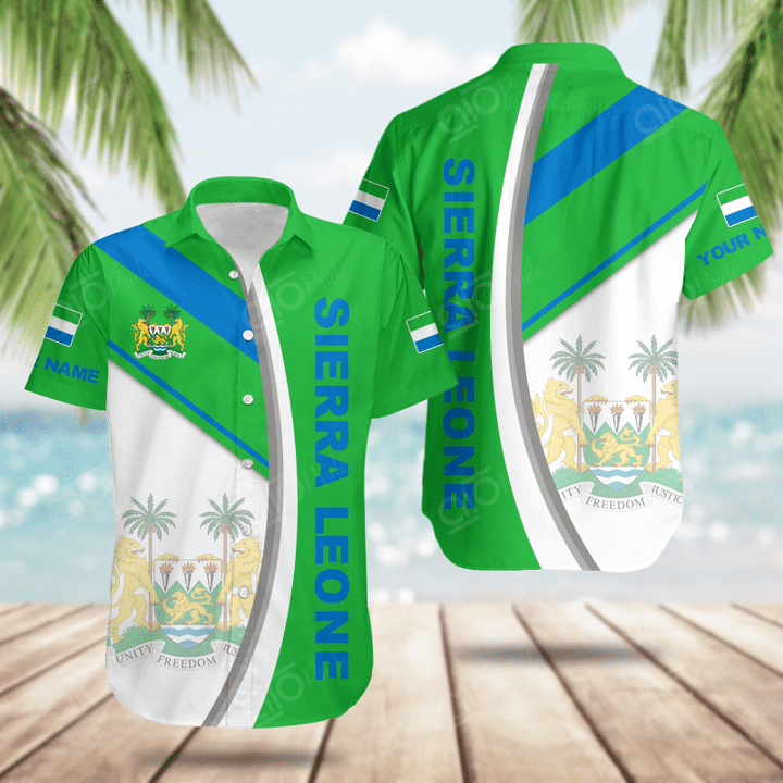 AIO Pride Custom Name Sierra Leone Basic Form Hawaiian Shirt