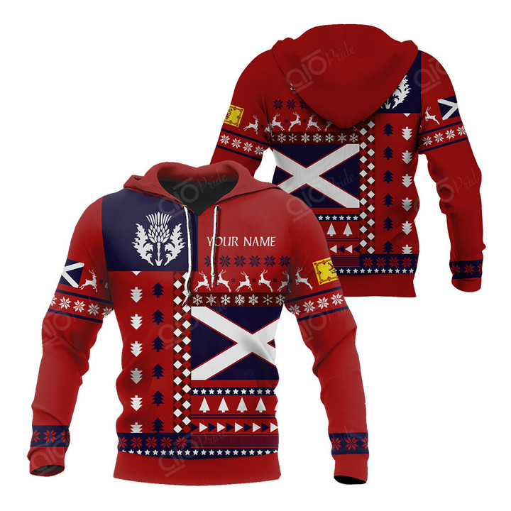 AIO Pride Custom Name Scotland Christmas Thistle Flag Hoodies
