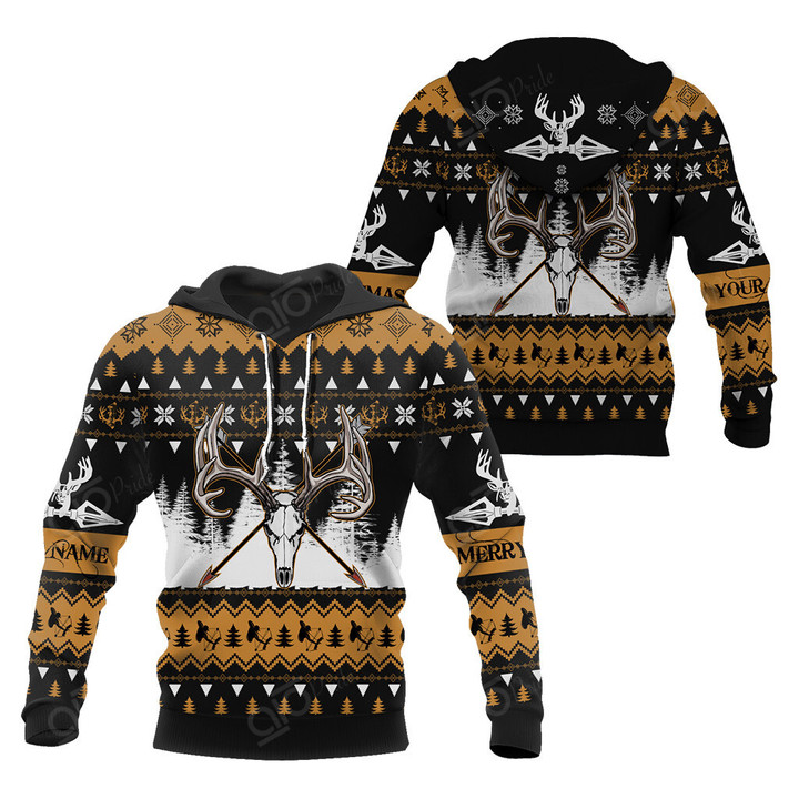AIO Pride Custom Name Merry Huntmas Deer Hunting Christmas Hoodies
