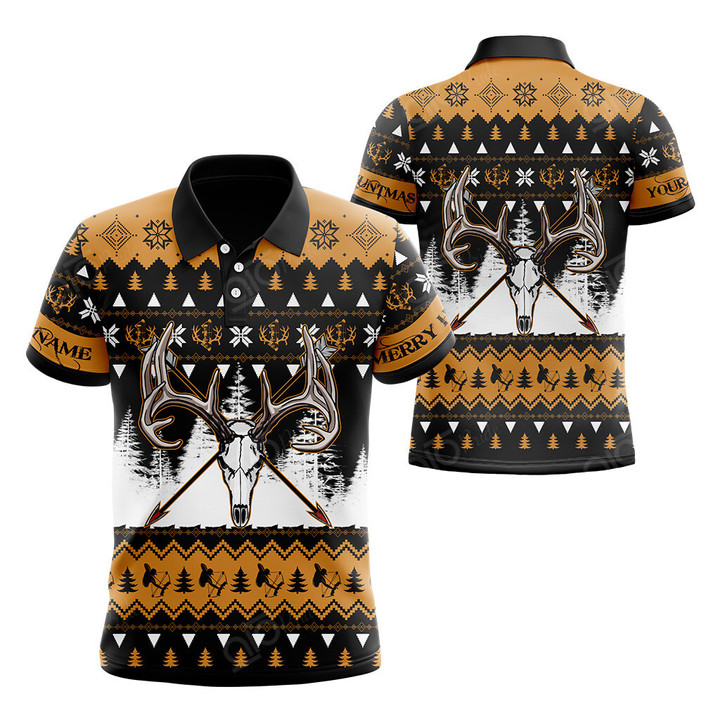 AIO Pride Custom Name Merry Huntmas Deer Hunting Christmas Polo Shirt