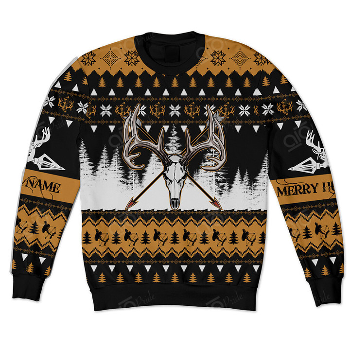 AIO Pride Custom Name Merry Huntmas Deer Hunting Christmas Sweatshirt