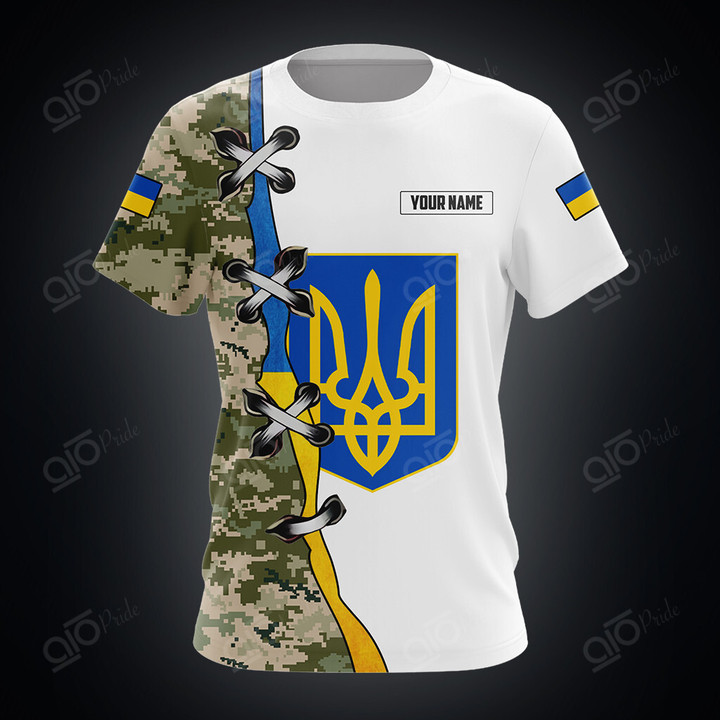 AIO Pride Custom Name Ukraine Camo Army T-shirt