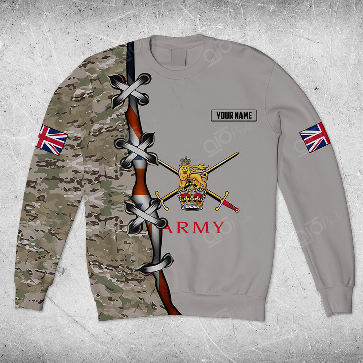 AIO Pride Custom Name British Army Flag Camo Sweatshirt
