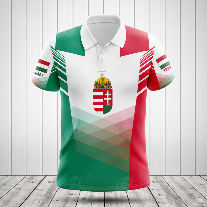 AIO Pride Custom Name Hungary Flag Criss Cross Style Polo Shirt