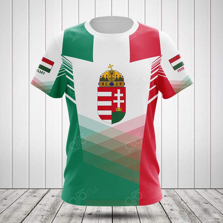AIO Pride Custom Name Hungary Flag Criss Cross Style T-shirt