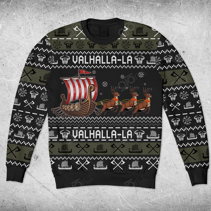 AIO Pride Viking Valhalla Viking Ship Reindeer Sweatshirt