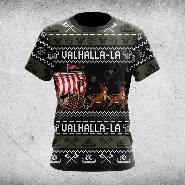 AIO Pride Viking Valhalla Viking Ship Reindeer T-shirt