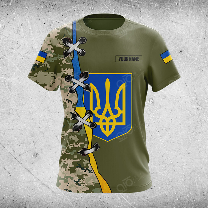 AIO Pride Ukraine Camo Coat Of Arms Green T-shirt