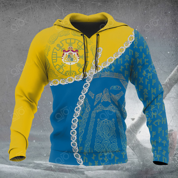 AIO Pride Sweden Flag And Coat Of Arms Viking Hoodies