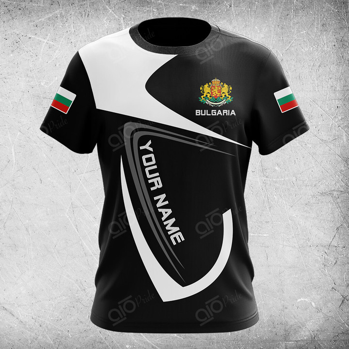 AIO Pride Custom Name Bulgaria Coat Of Arms & Flag T-shirt