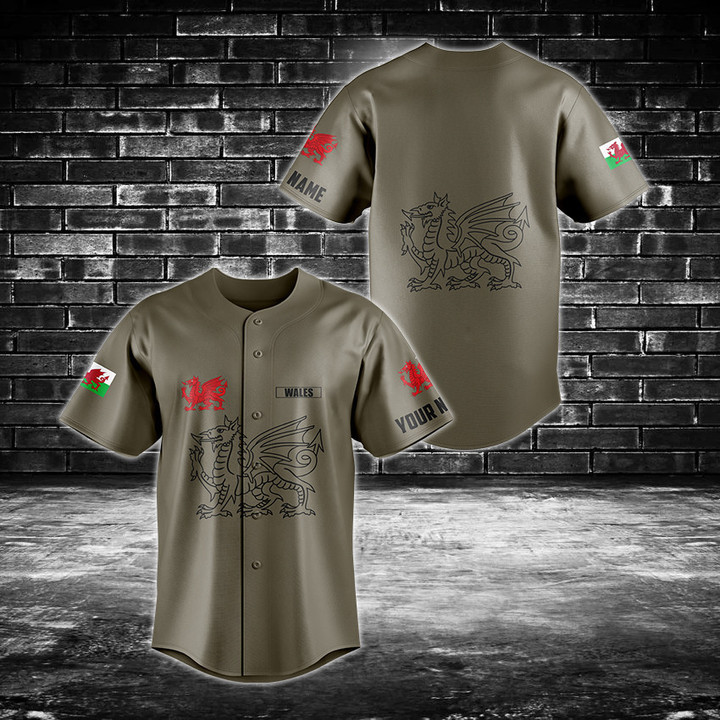 Customize Wales Welsh Dragon Baseball Jersey Shirt