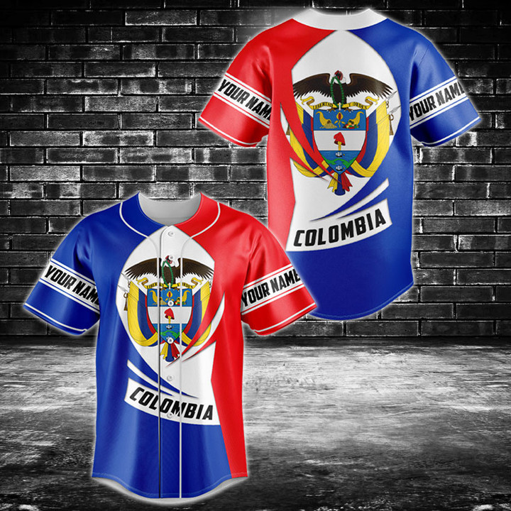 Customize Colombia Coat Of Arms Style Baseball Jersey Shirt