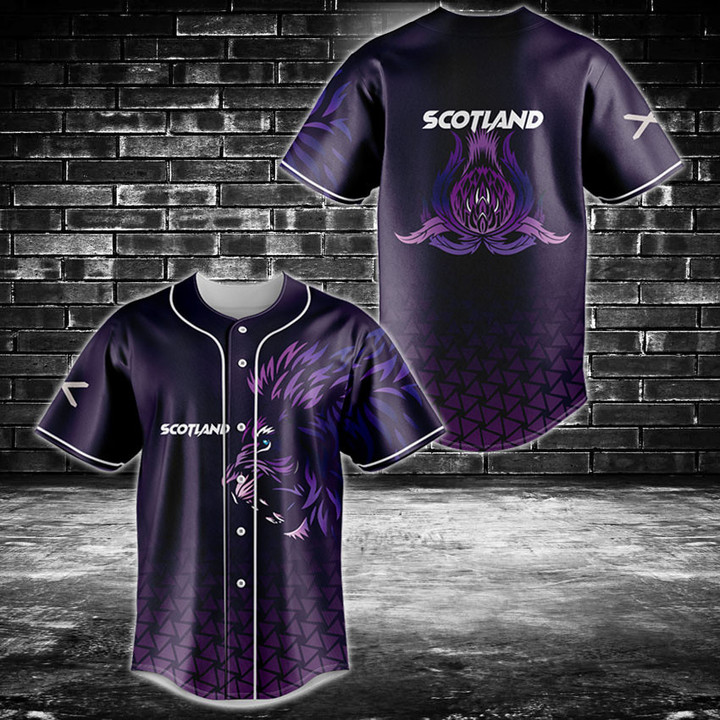 Scotland Lion Purple Baseball Jersey Shirt