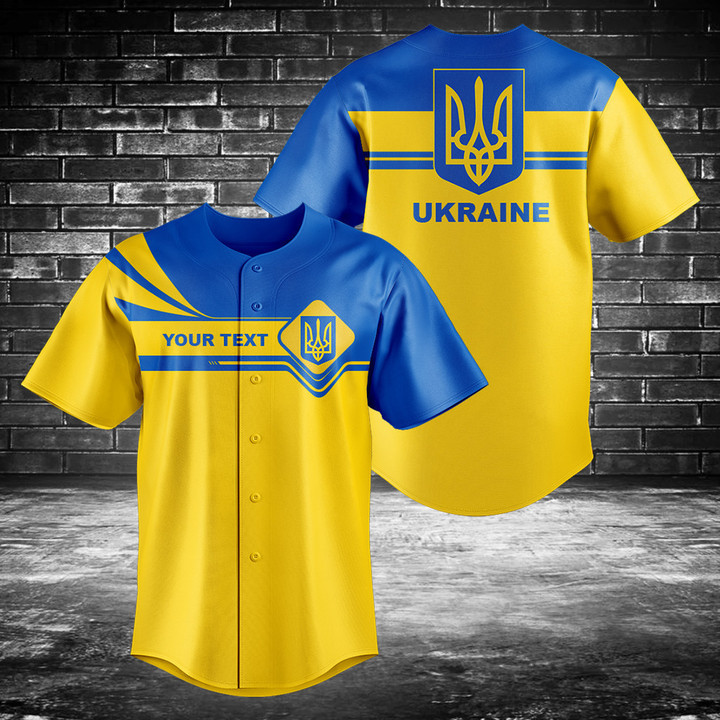 Custom Text Ukraine Flag Baseball Jersey Shirt