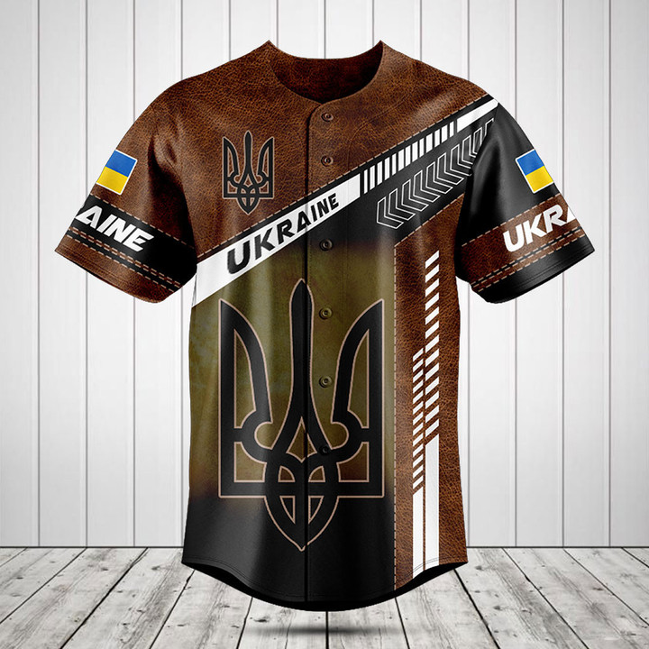 Ukraine Coat Of Arms Leather Speed Style Baseball Jersey Shirt