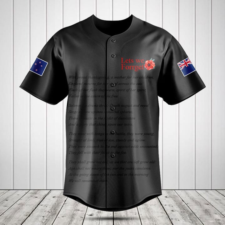 ANZ For the Fallen Baseball Jersey Shirt