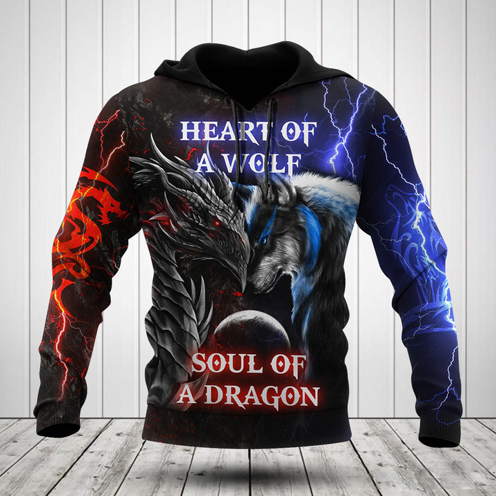 Heart Of A Wolf Soul Of A Dragon 3D Shirts