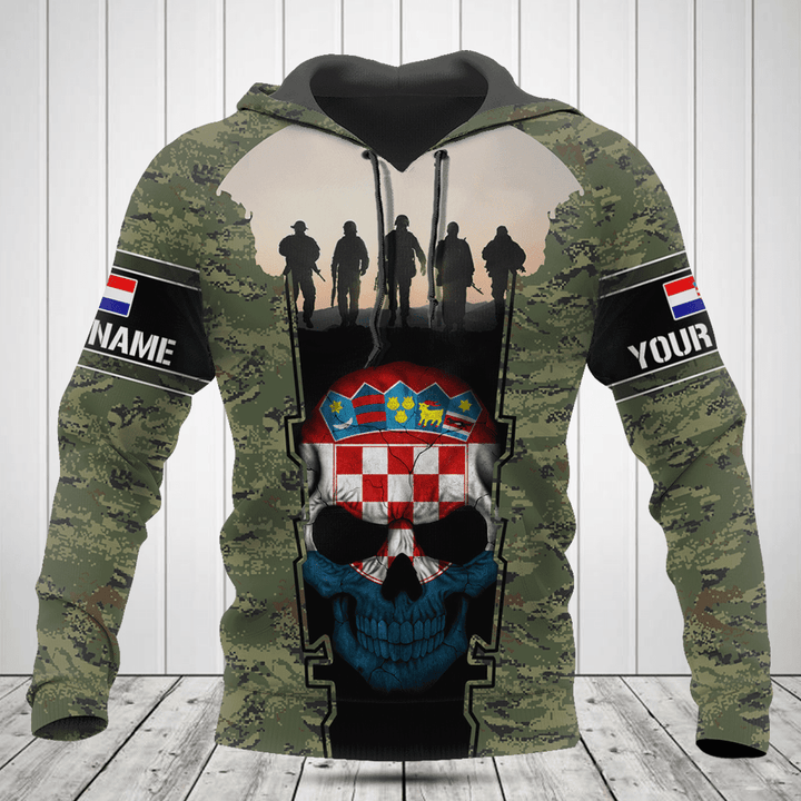 Customize Croatia 3D Skull Flag Camouflage Shirts