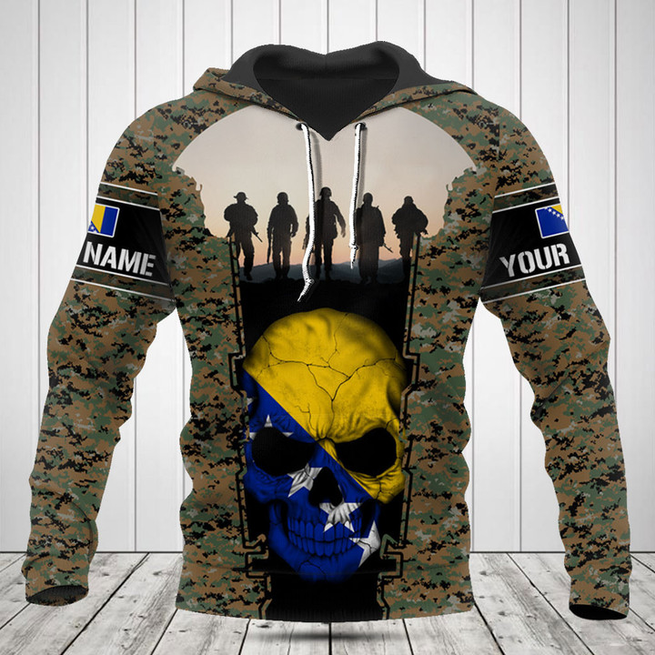 Customize Bosnia 3D Skull Flag Camouflage Shirts
