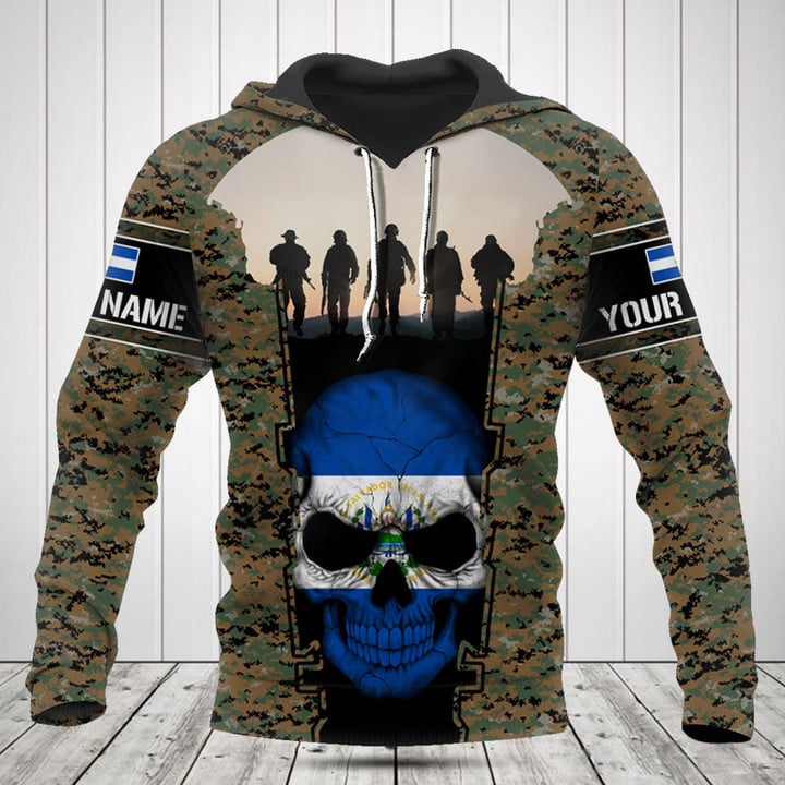 Customize El Salvador 3D Skull Flag Camouflage Shirts