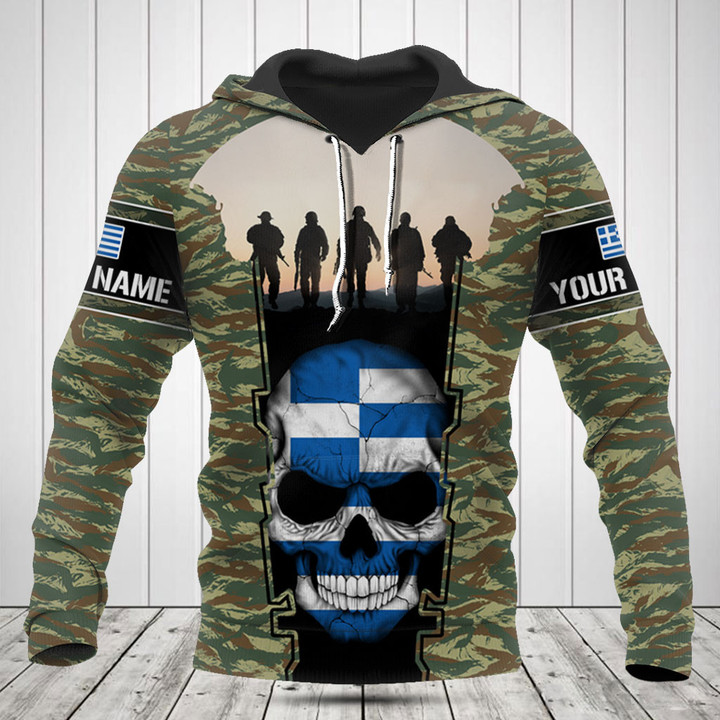 Customize Greece 3D Skull Flag Camouflage Shirts