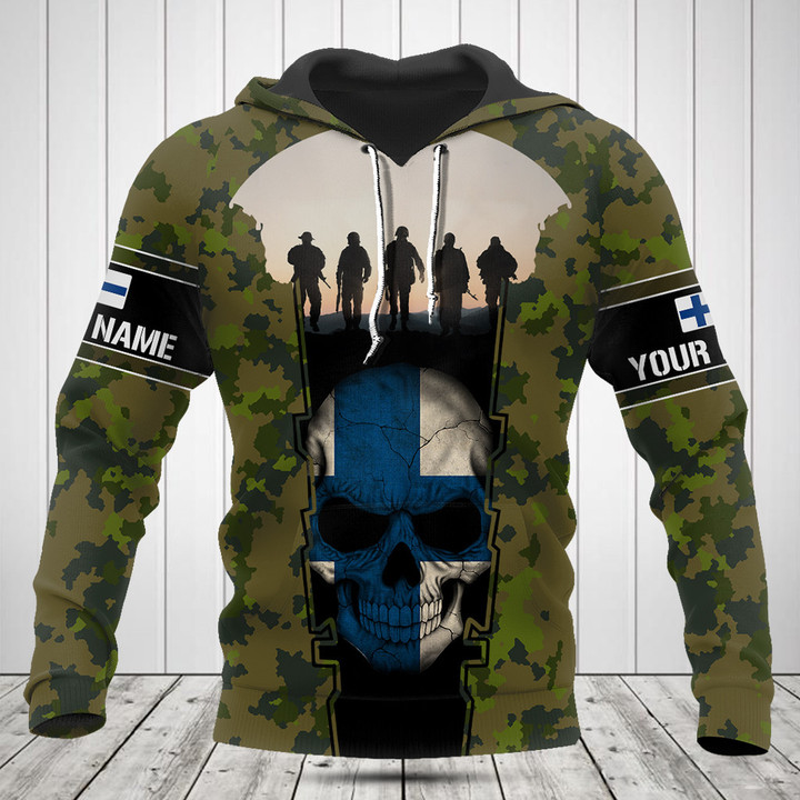 Customize Finland 3D Skull Flag Camouflage Shirts
