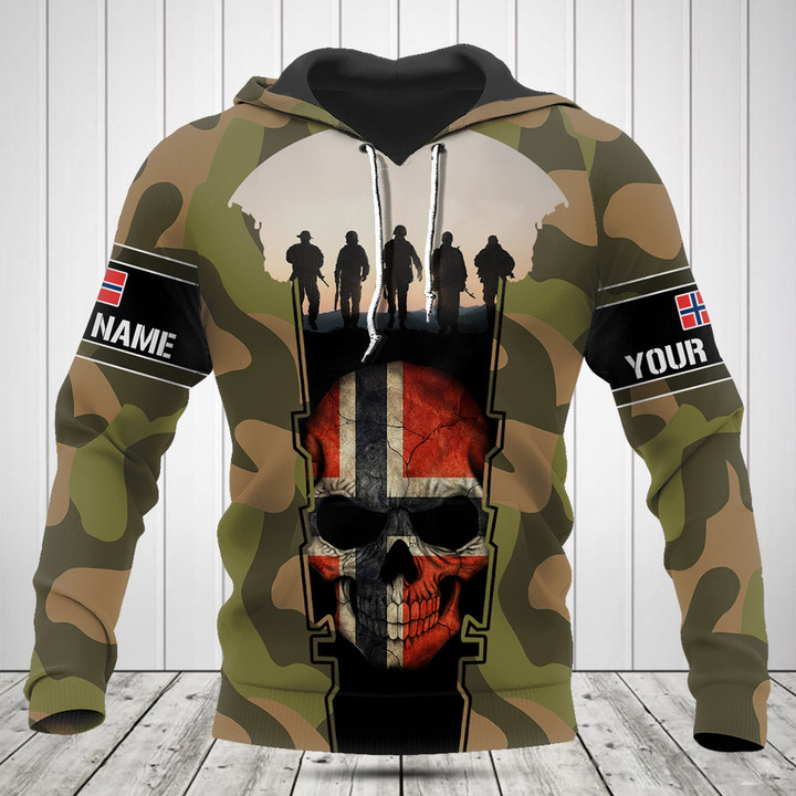 Customize Norway 3D Skull Flag Camouflage Shirts