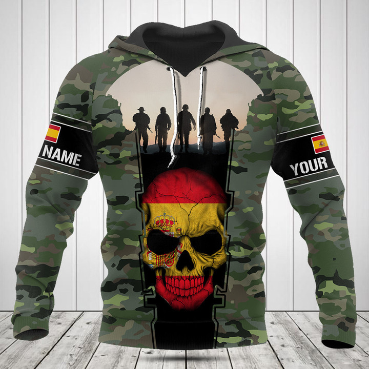 Customize Spain 3D Skull Flag Camouflage Shirts