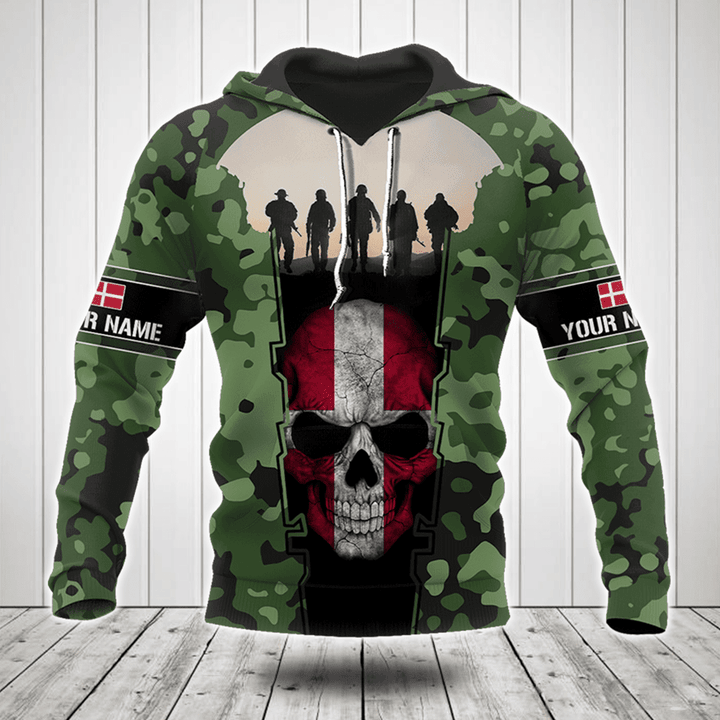 Customize Denmark 3D Skull Flag Camouflage Shirts