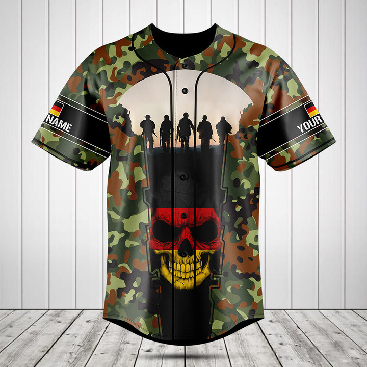 Customize Germany 3D Skull Flag Camouflage Baseball Jersey Shirt