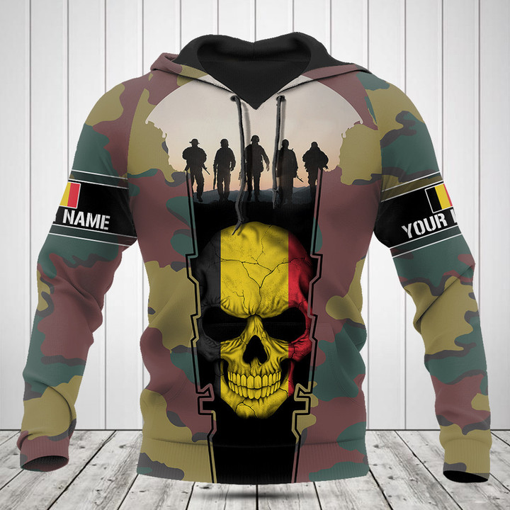 Customize Belgium 3D Skull Flag Camouflage Shirts