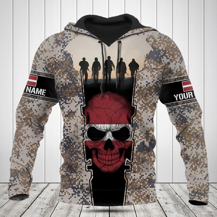 Customize Latvia 3D Skull Flag Camouflage Shirts