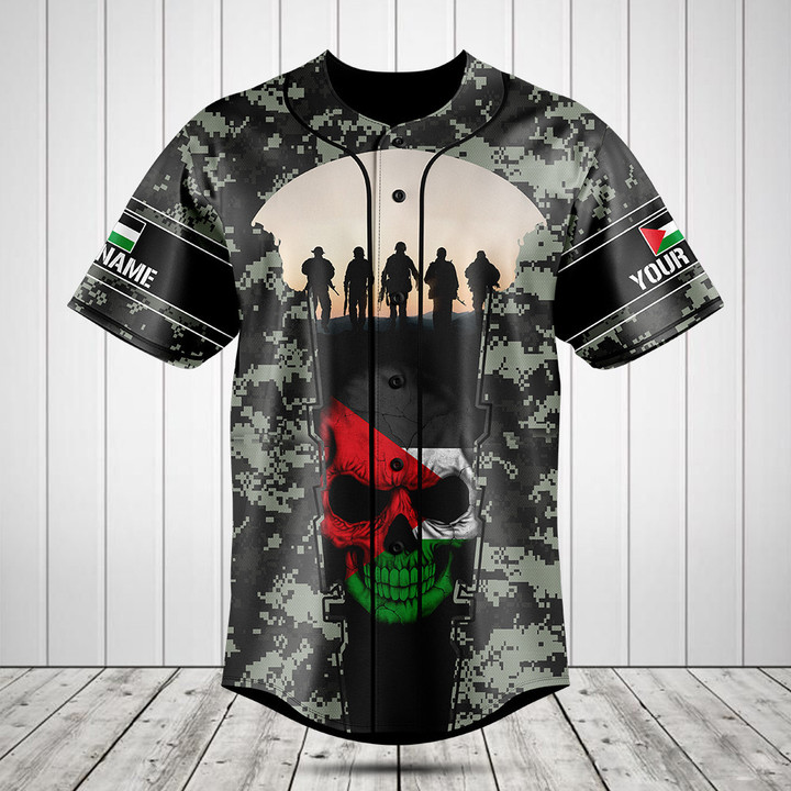 Customize Palestine 3D Skull Flag Camouflage Baseball Jersey Shirt