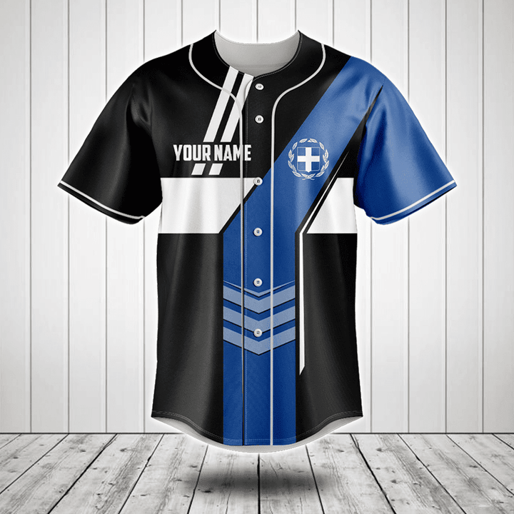 Customize Greece Flag Speed Style Baseball Jersey Shirt