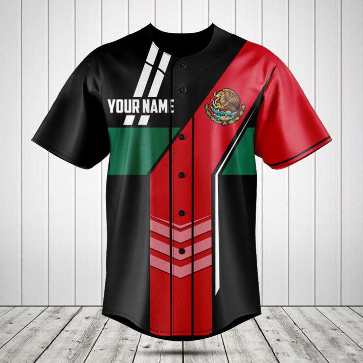 Customize Mexico Flag Speed Style Baseball Jersey Shirt