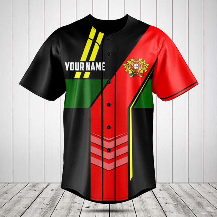 Customize Portugal Flag Speed Style Baseball Jersey Shirt