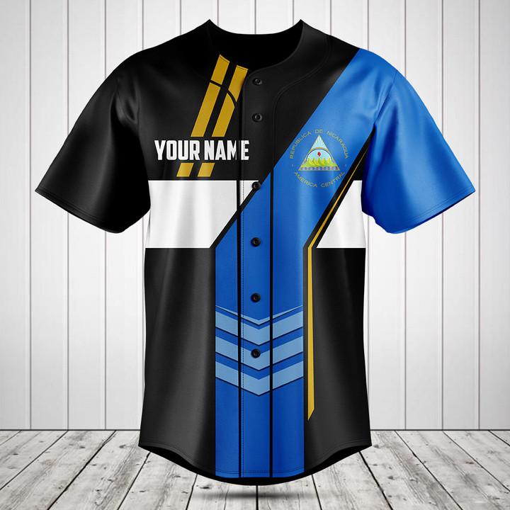Customize Nicaragua Flag Speed Style Baseball Jersey Shirt