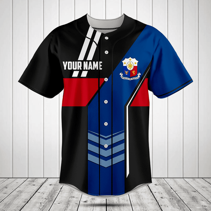 Customize Philippines Flag Speed Style Baseball Jersey Shirt
