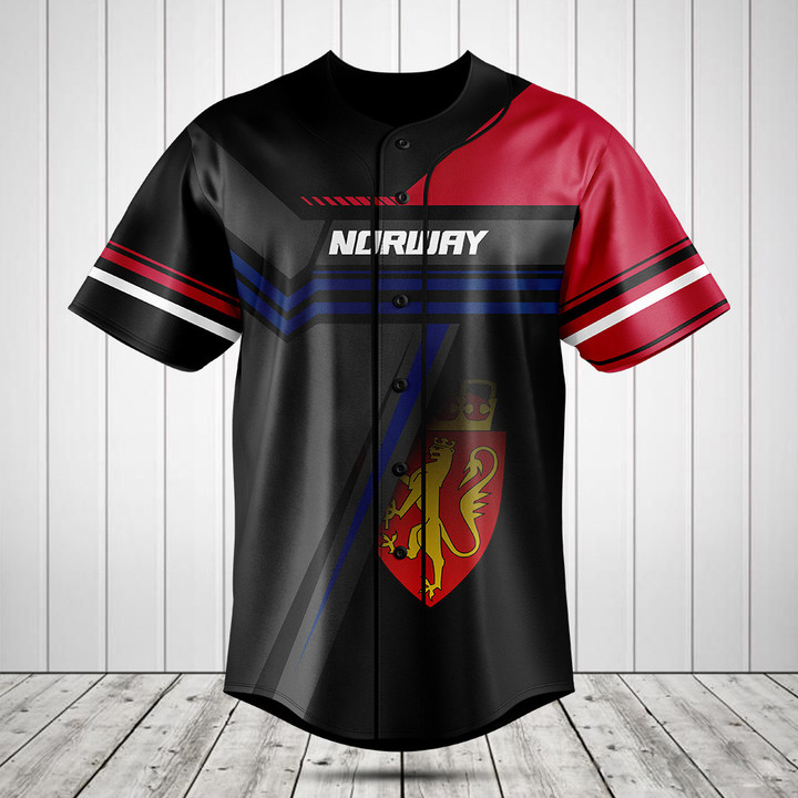 Customize Norway Coat Of Arms 3D Baseball Jersey Shirt