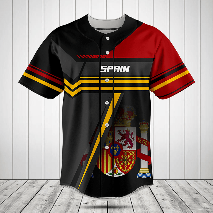 Customize Spain Coat Of Arms 3D Baseball Jersey Shirt