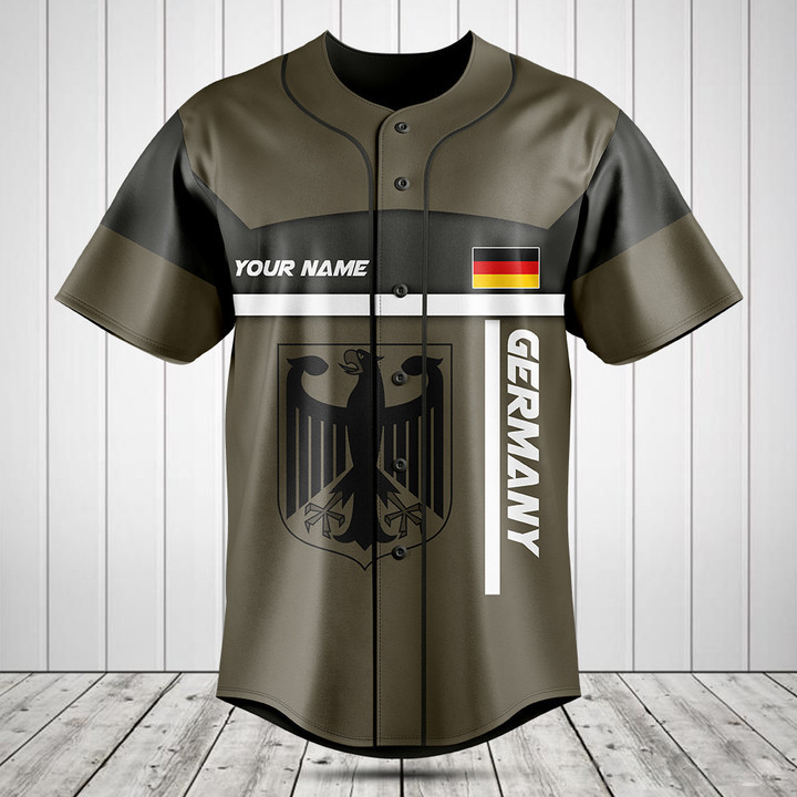 Customize Germany Coat Of Arms Olive Green Baseball Jersey Shirt