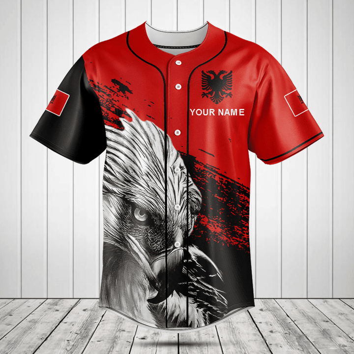 Customize Albania Coat Of Arms Eagle Baseball Jersey Shirt