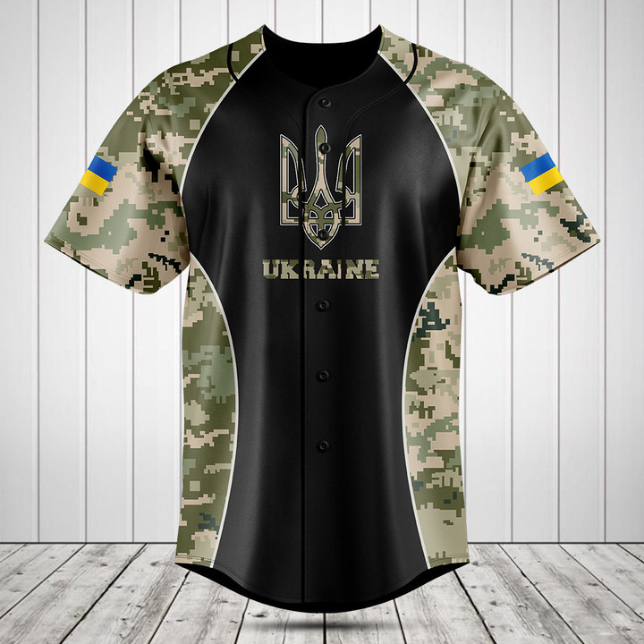 Customize Ukraine Camouflage Baseball Jersey Shirt