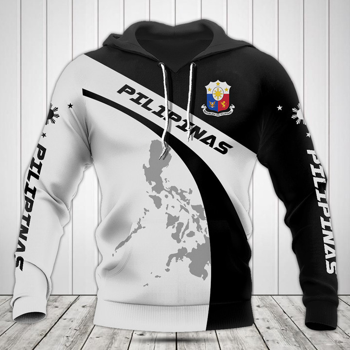 Customize Philippines Map And Coat Of Arms Black And White Shirts