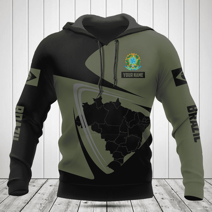 Customize Brazil Map Black And Olive Green Shirts