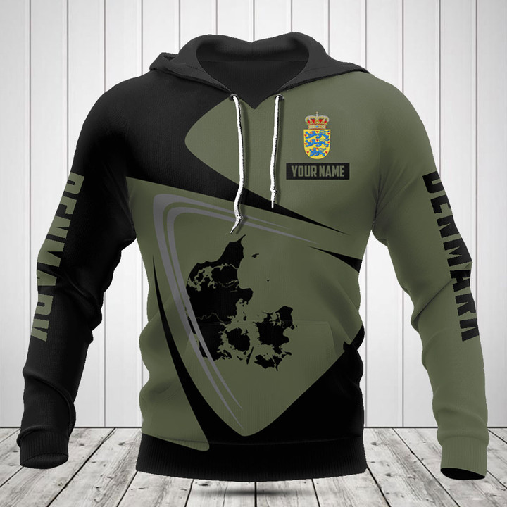 Customize Denmark Map Black And Olive Green Shirts