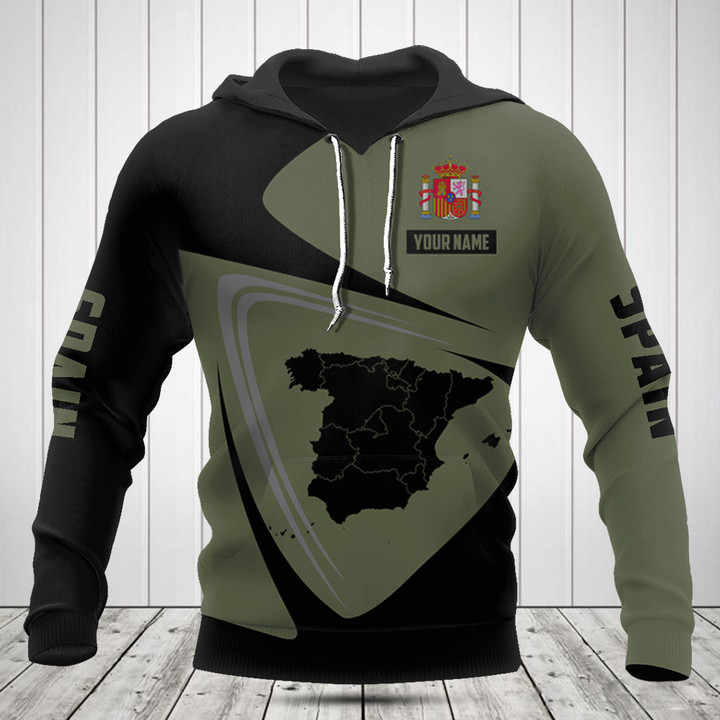 Customize Spain Map Black And Olive Shirts